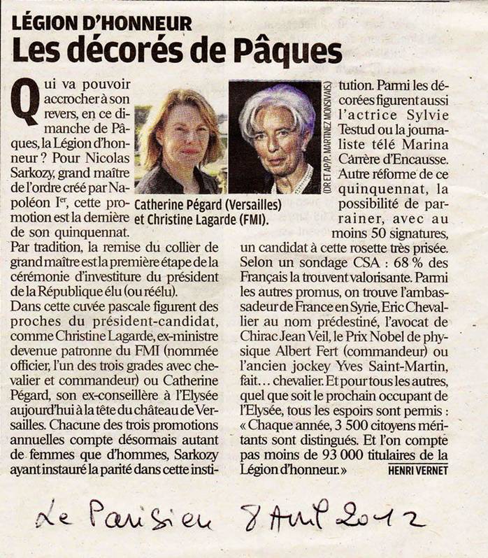 Le Parisien du 8 avril 2012
